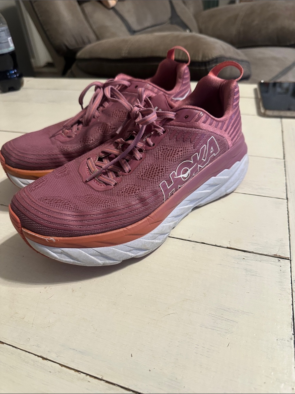 Hoka Women's Running Shoes in Dusty Rose and Coral